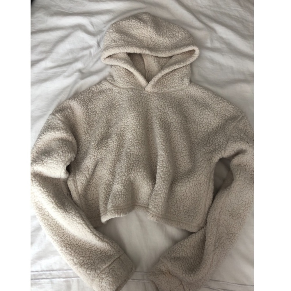Fuzzy Cropped Teddy Hoodie